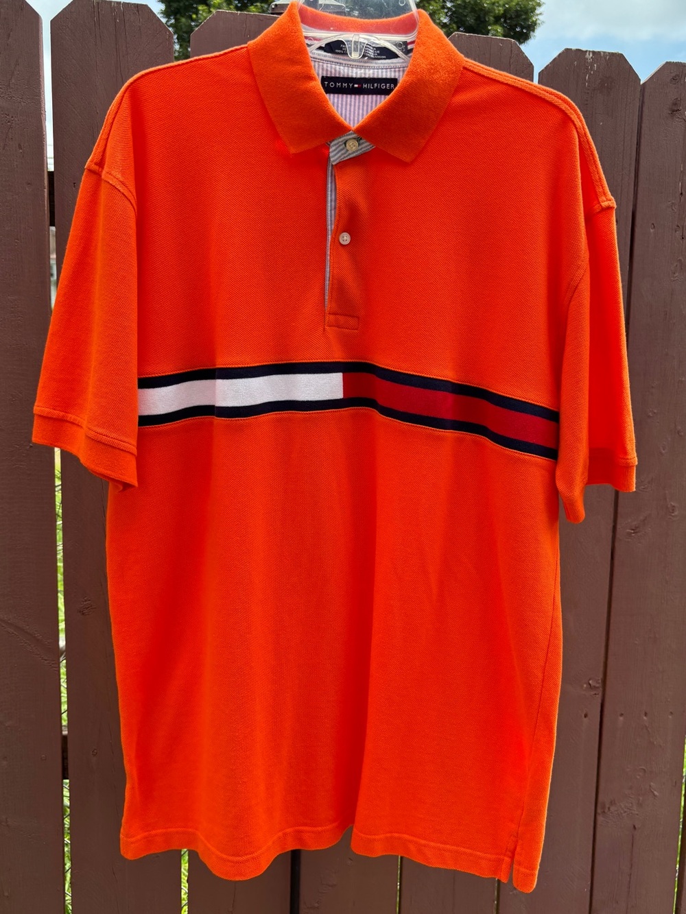 Vintage Tommy Hilfiger Orange Polo with Contrast Stripe